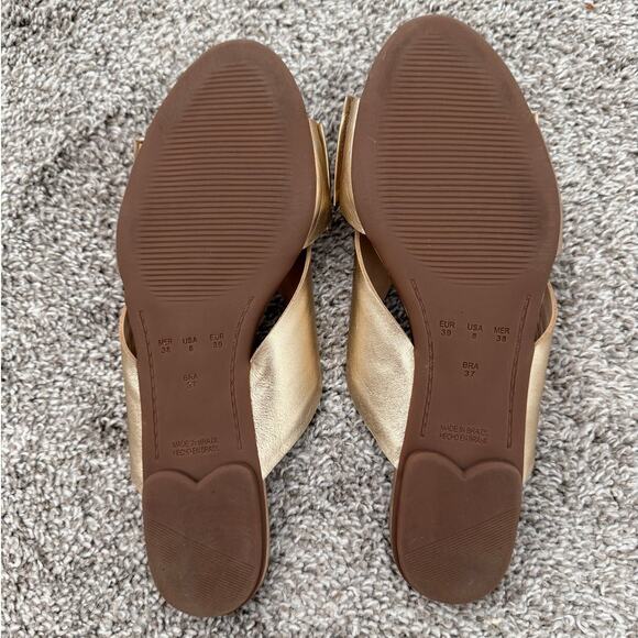 Tabita Women's Slide Flat Sandals Size 8 Metallic Champagne Gold - Picture 6 of 6